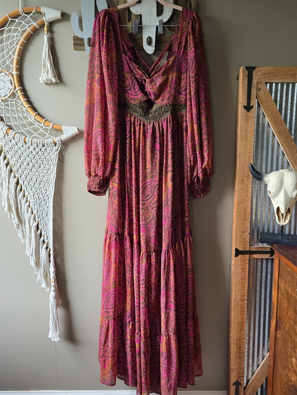 Free People Folklore Paisley Maxi Dress Rust Plum Nwot - Picture 5 of 10